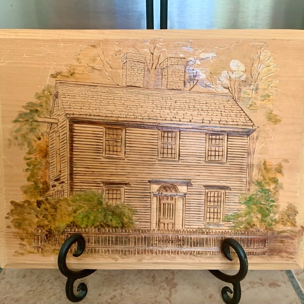 Vintage Wooden Hand Carved Art Plaque